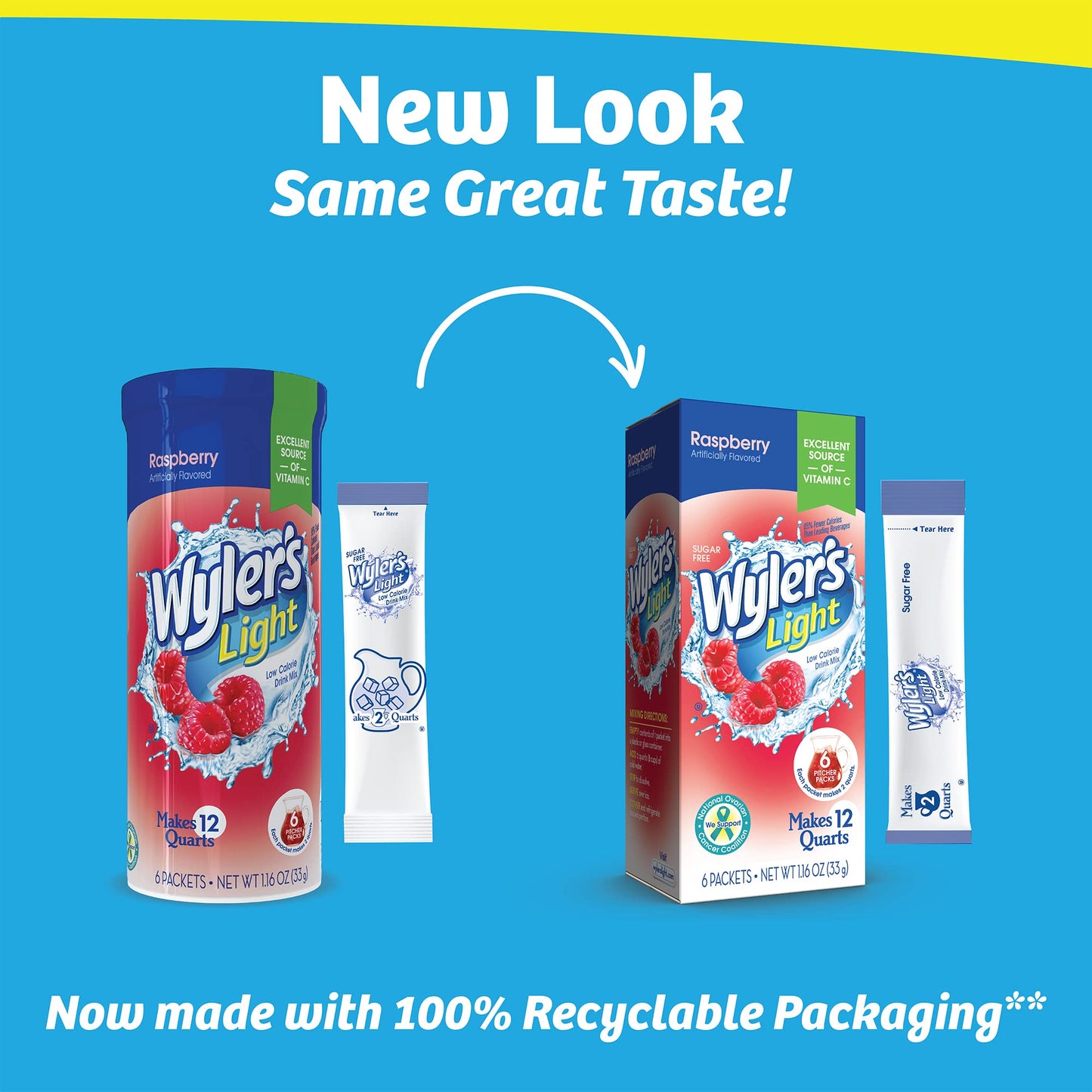 Wyler's Light Raspberry Pitcher Packs, 36 Drink Mix Packets - Refreshing Water Enhancer