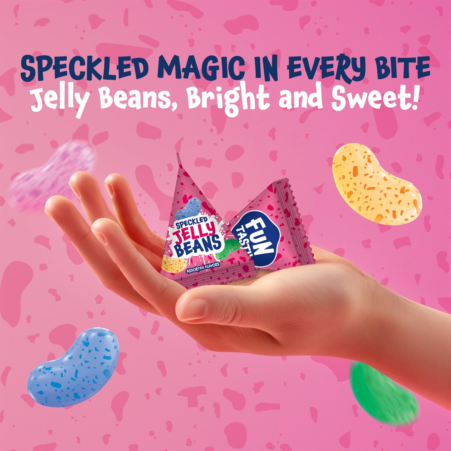 Funtasty Jelly Beans - 60 Count Pack (12 Ounces) - Individual Pouches - Assorted Fruit Flavors - Tiny Speckled Candy