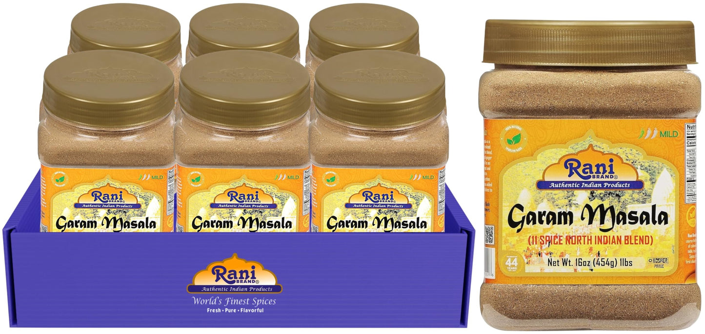 Rani Garam Masala Indian 11-Spice Blend 16oz (1lb) 454g PET Jar  Pack of 6 ~ All Natural  Salt-Free | Vegan | No Colors | Gluten Friendly | NON-GMO | Kosher | Indian Origin