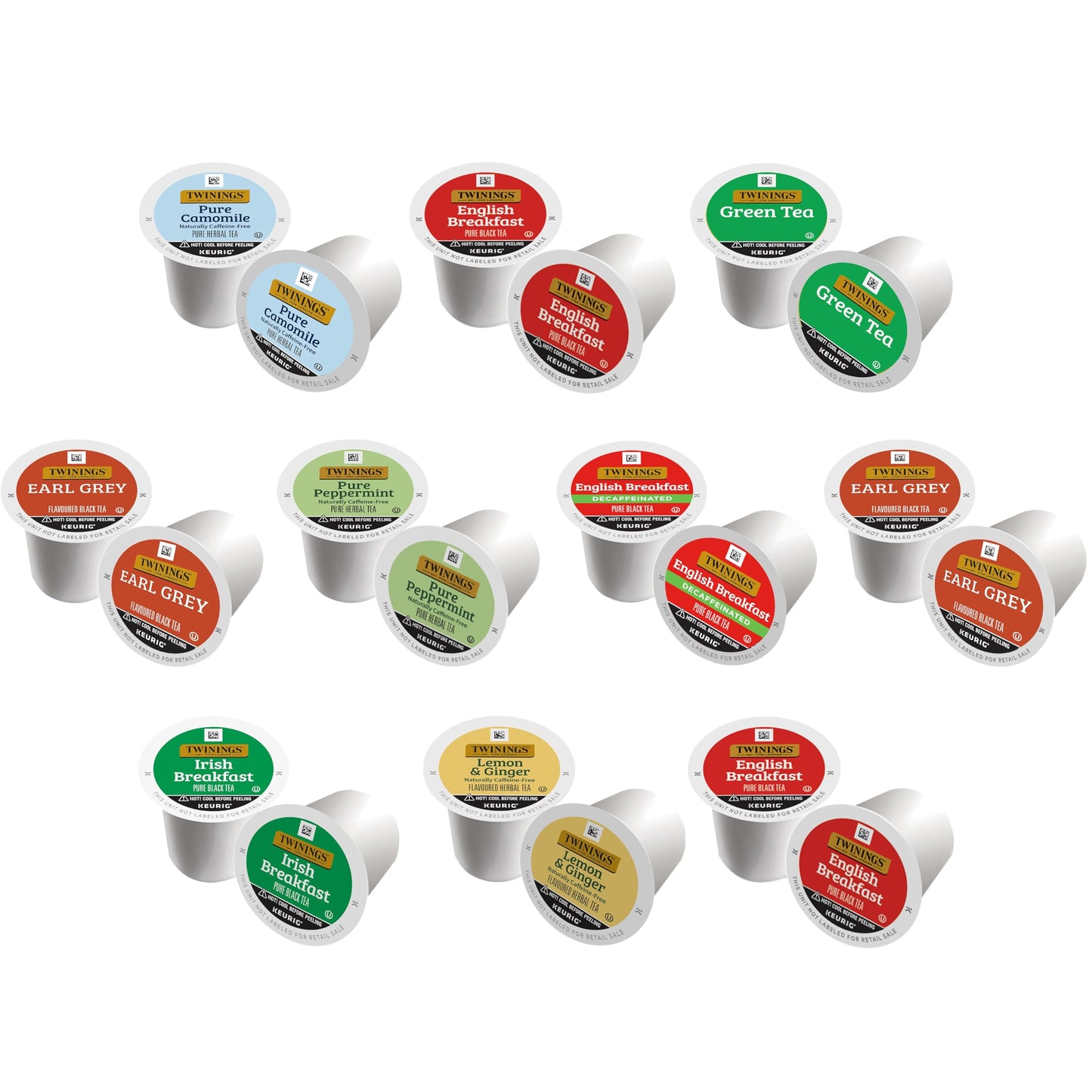 Twinings K Cup Tea Sampler Variety Box, 20 Count, 8 Flavors, Black, Green, Herbal, Decaffeinated for Keurig Brewers