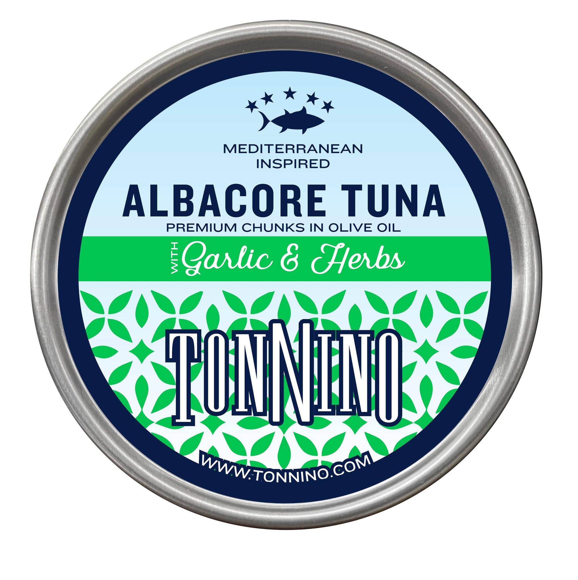Tonnino Tuna Fish Albacore - Premium Chunk in Olive Oil with Garlic & Herbs - 4.94 oz (Pack of 12) - Ready to Eat Protein Snacks