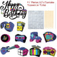 Outus 51 Pcs 80s Retro Cake Topper Set, Colorful Paperboard Cupcake Toppers for Party Supplies