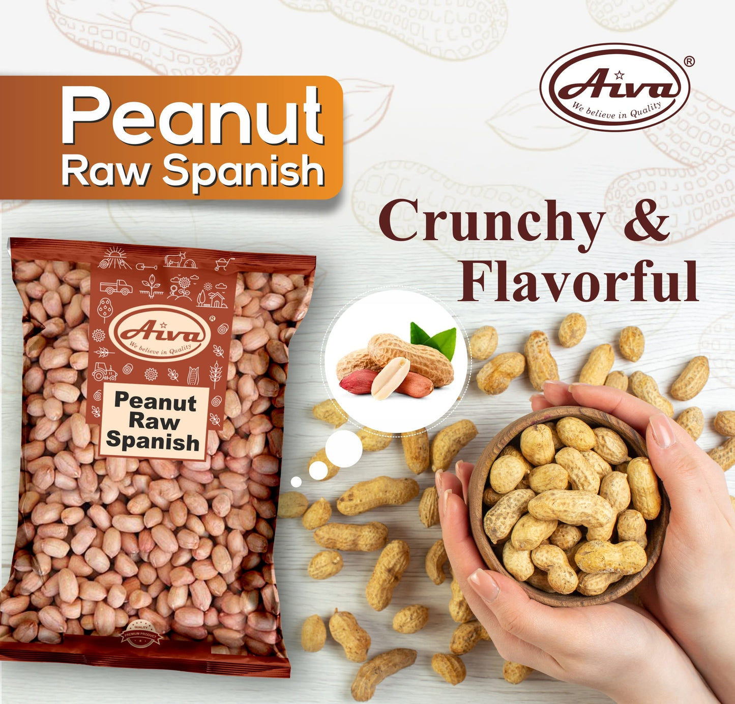 Aiva Raw Spanish Peanuts (5 Lb) Bulk - Whole Unsalted Peanuts For Snacking, Cooking, And Baking | Product Of Usa | Spanish Premi