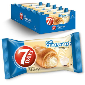 7 Days Soft Croissant, Vanilla Flavor, Individually Wrapped Snack, 2.65 Ounce (Pack of 6)