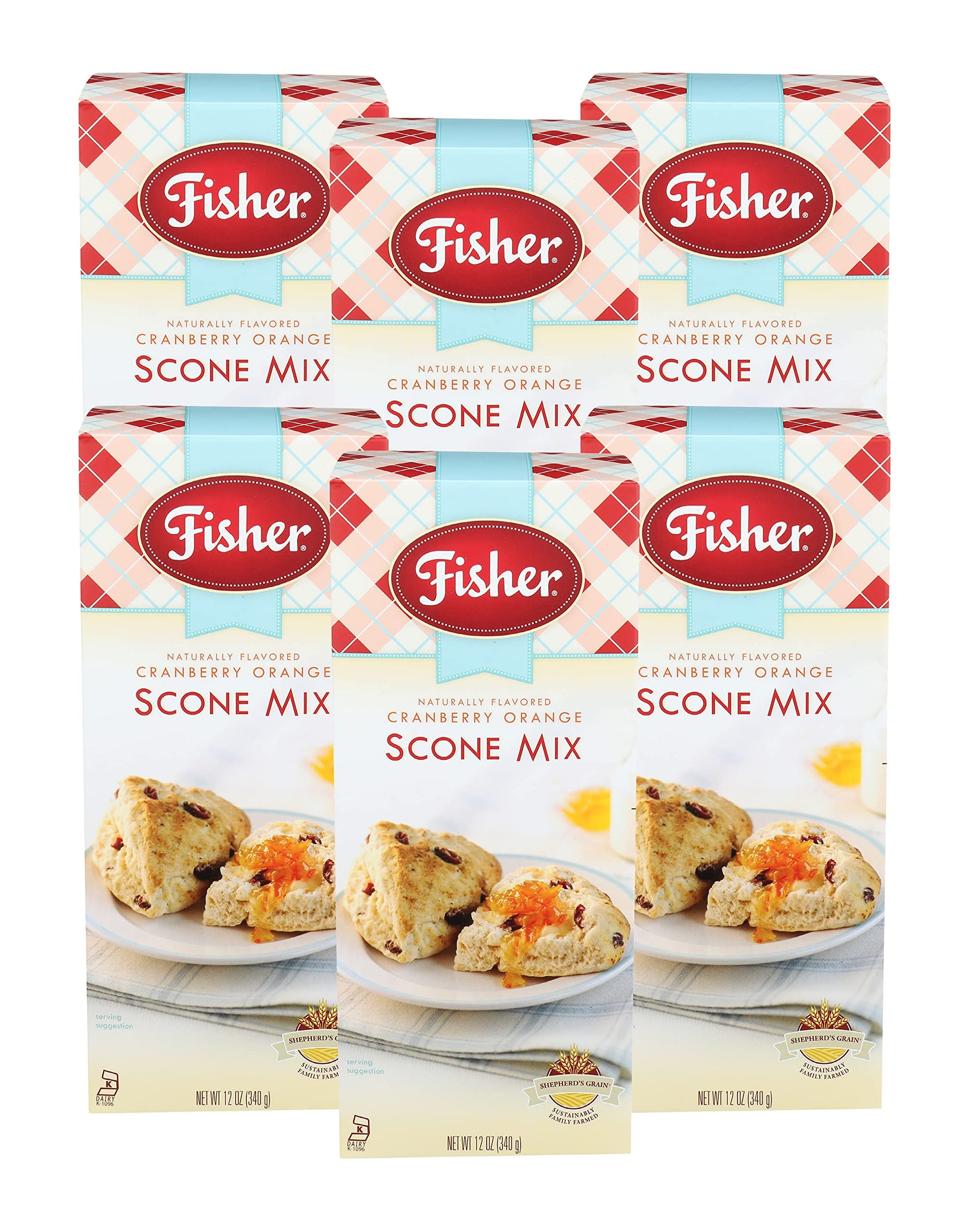 Fisher Scone Mix, Cranberry Orange, 12 OZ (Pack of 6)