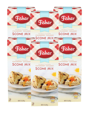 Fisher Scone Mix, Cranberry Orange, 12 OZ (Pack of 6)