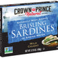 Crown Prince Brisling Sardines in Spring Water, 3.75 oz Cans, Pack of 12
