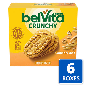 Belvita Golden Oat Breakfast Biscuits, 30 Total Packs, 6 Boxes (4 Biscuits Per Pack)