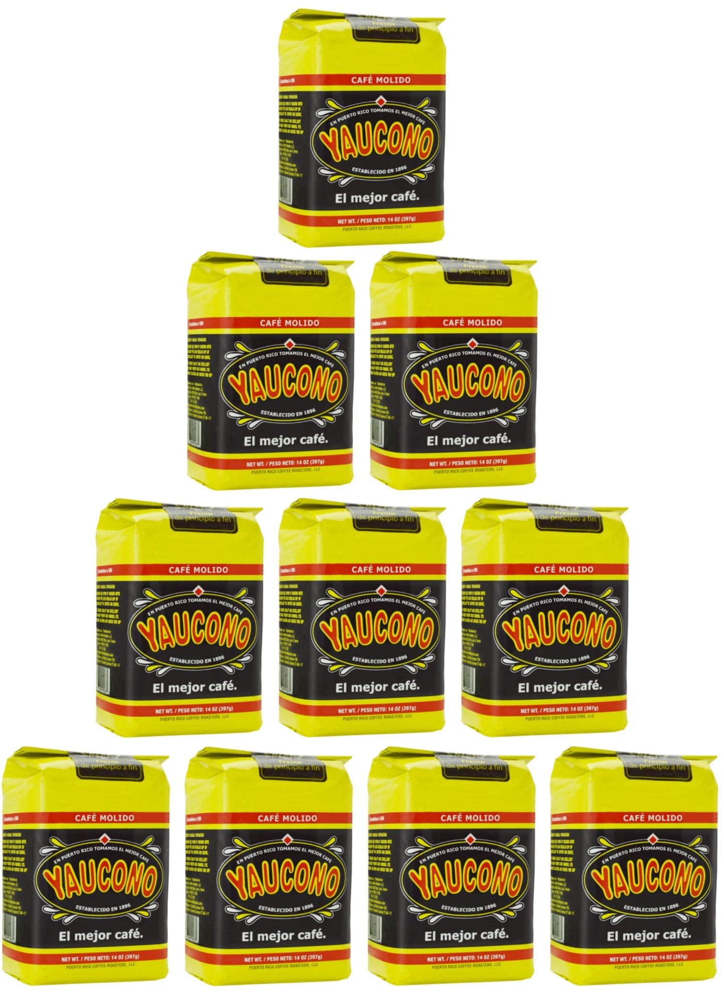 Yaucono Ground Coffee Bagged, 14 Ounce (Pack of 10)
