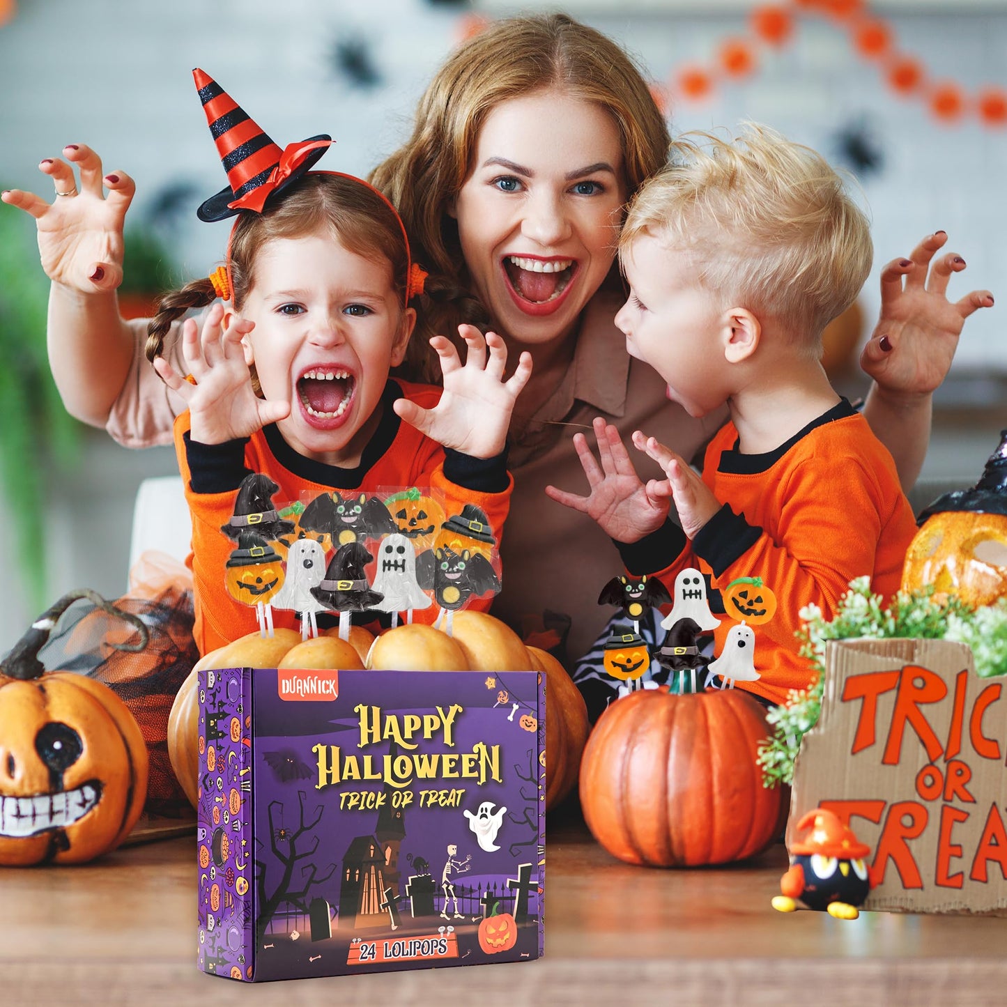 Halloween Lollipops Bulk 24 Party Packs  Fruity Halloween Candy Individually Wrapped for Trick or Treating  Ghost  Bat  Pumpkin Sucker Lollipops for Party Favors  Festive Events & Goody Bag Fillers