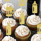 ZHUOWEISM Baby Bottle Cupcake Toppers, 30 PCS Gold Glitter, Small, Design4 for Baby Showers and Birthday Parties