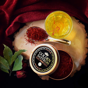 Golden Saffron, Finest Pure Premium All Red Saffron Threads, Grade A+ Super Negin, Non-Gmo Verified. For Tea, Paella, Rice, Desserts, Golden Milk And Risotto (10 Grams)