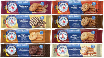 Voortman Sugar Free Cookies - Variety Pack - Chocolate Chip - Fudge Brownie - Pecan Shortbread - Pecan Chocolate Chip - Iced Alm