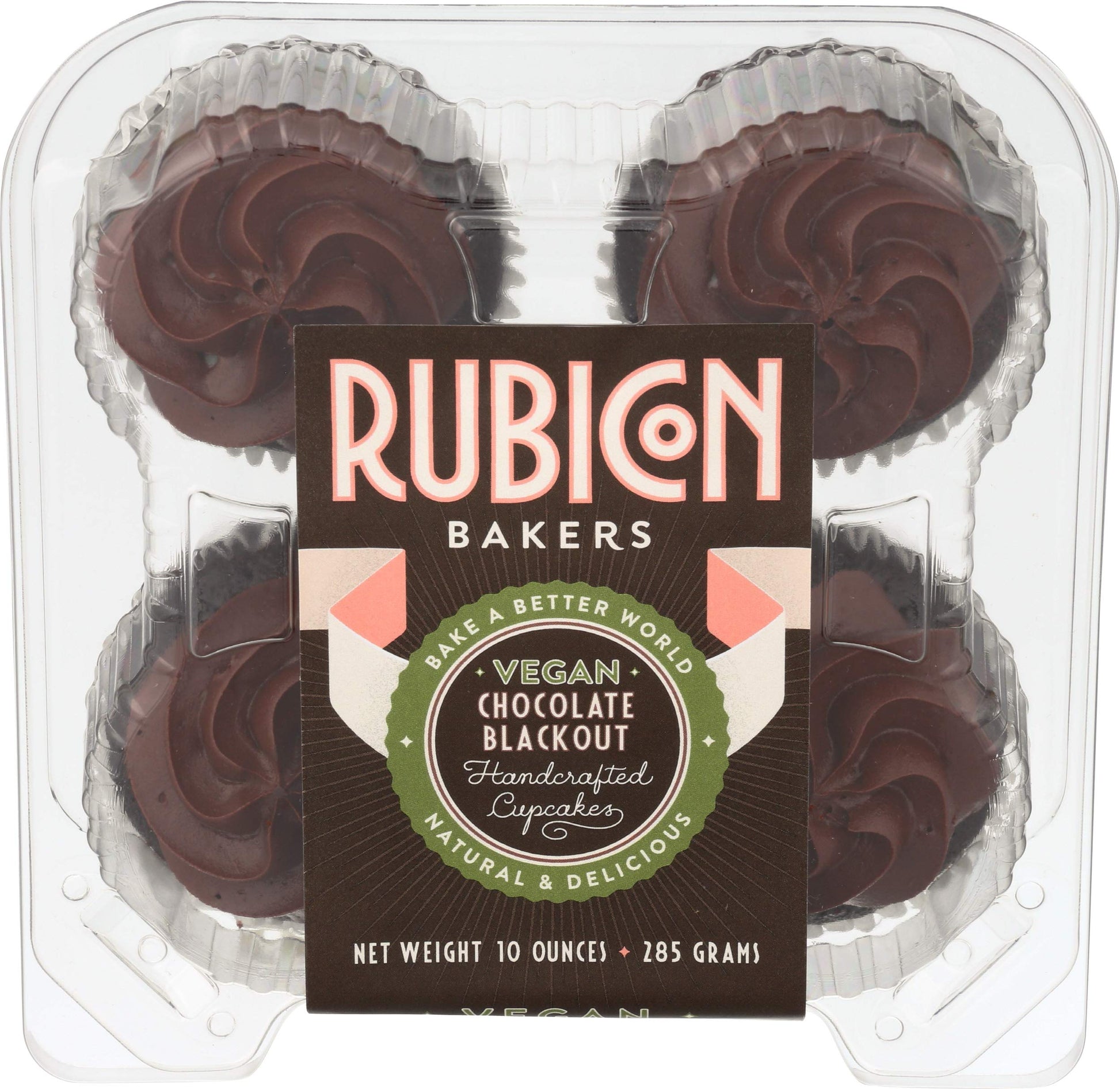 Rubicon Bakery, Cupcake Vegan Chocolate Blackout, 10 Ounce (Pack of 1)