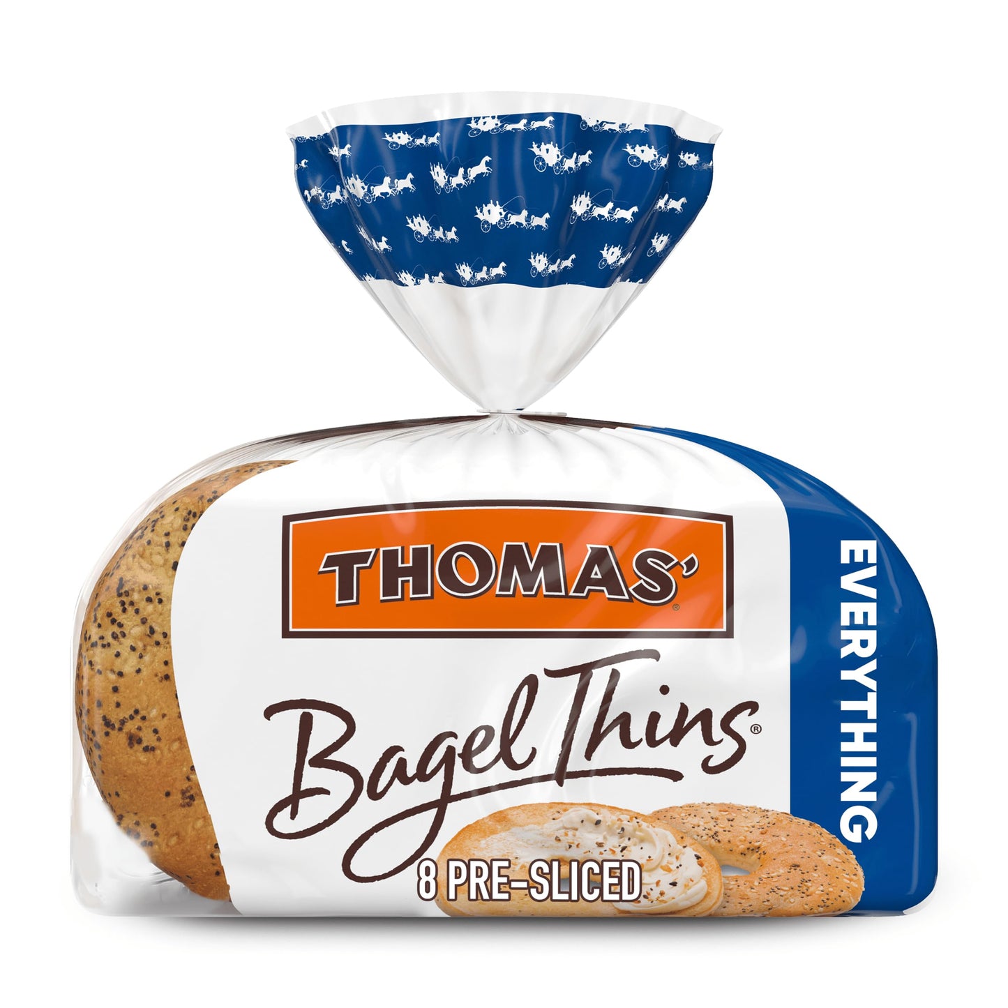 Thomas Everything Bagel Thins Bagels, 8 Pre-Sliced Bagels, 13 Oz