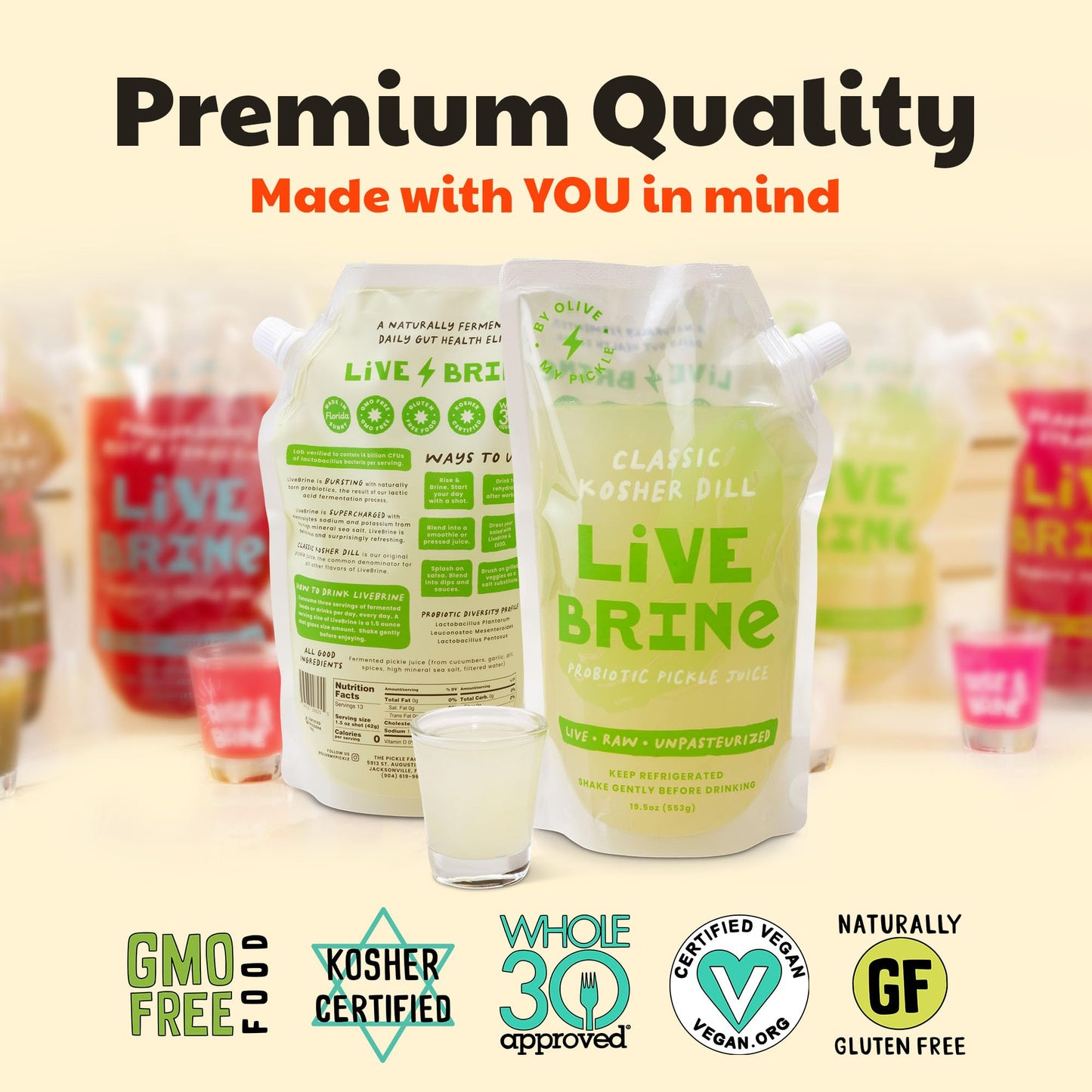 Olive My Pickle Probiotic Pickle Juice for Leg Cramps 19.5 oz | 1pk Live Brine Kosher Dill Pickle Juice Shots with Natural Probi