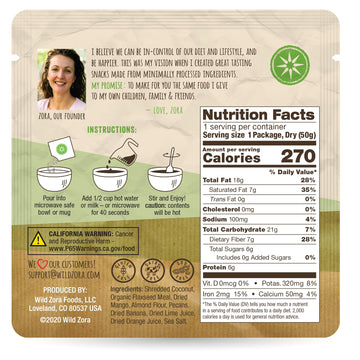WILD ZORA Instant Grain-Free Hot Cereal, Gluten Free, No Added Sugar, Tropical Tart, 5-pack