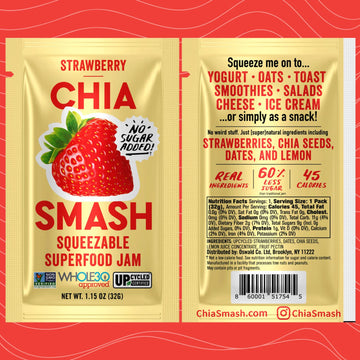 Chia Smash Superfood Jam Squeeze Packets | Spread, Top, Squeeze & Snack | Whole 30, Keto, Diabetic Friendly | Simple Real Ingred