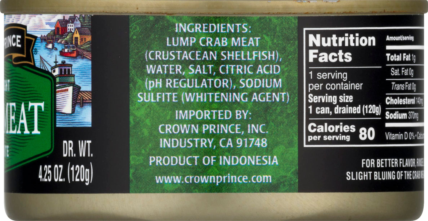 Crown Prince Lump White Crab Meat, 6 Ounce Cans, Pack of 12