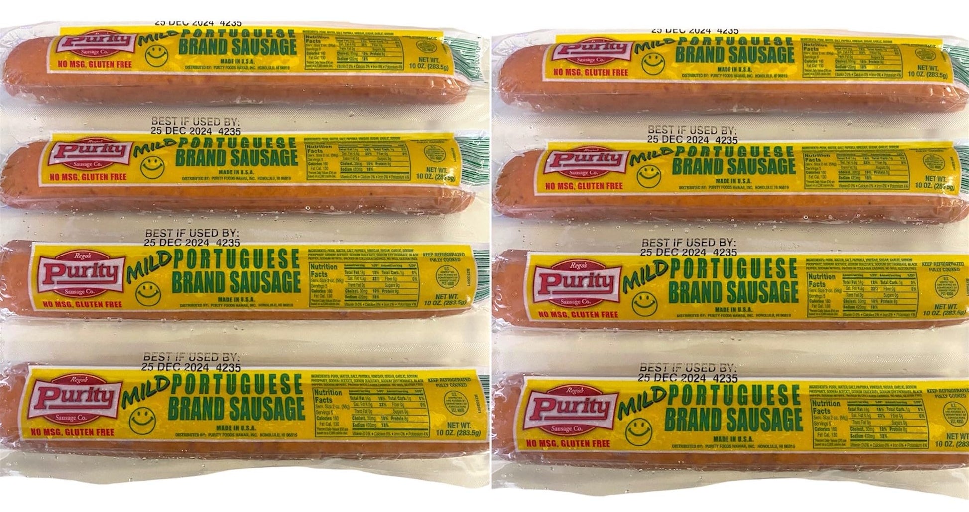 Purity Portuguese Sausage - Mild 10oz/ea 8 PACK