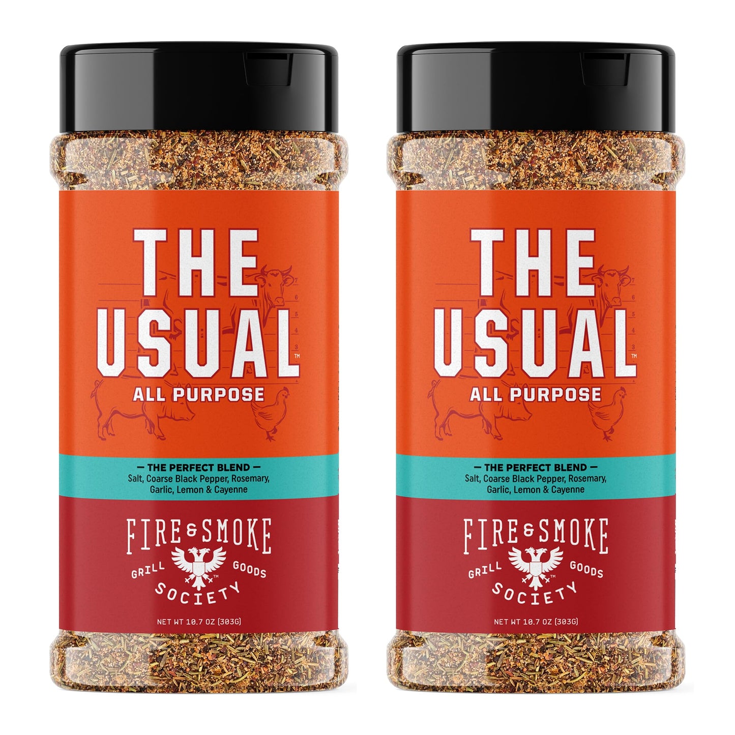 Fire & Smoke Society The Usual All Purpose Bbq Seasoning | Bbq Rubs For Smoky Aroma And Grilling | Chicken, Pork, Burgers | ??Rosemary, Garlic, Lemon | Xl (2-Pack)
