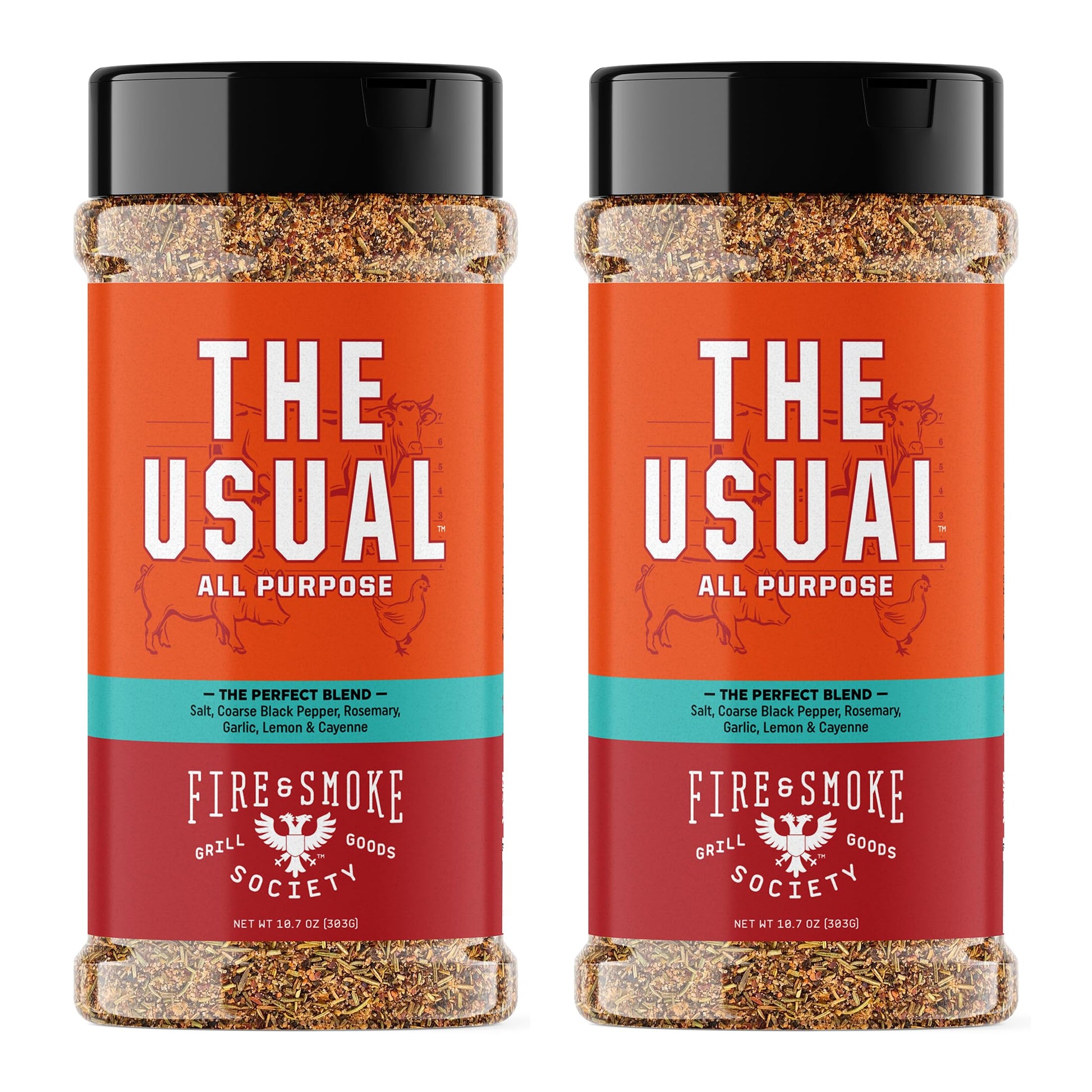 Fire & Smoke Society The Usual All Purpose Bbq Seasoning | Bbq Rubs For Smoky Aroma And Grilling | Chicken, Pork, Burgers | ??Rosemary, Garlic, Lemon | Xl (2-Pack)