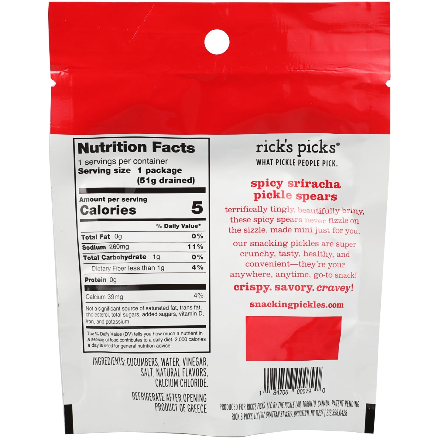 Ricks Picks Spicy Sriracha Pickles, 2.2 Ounce (Pack of 1)