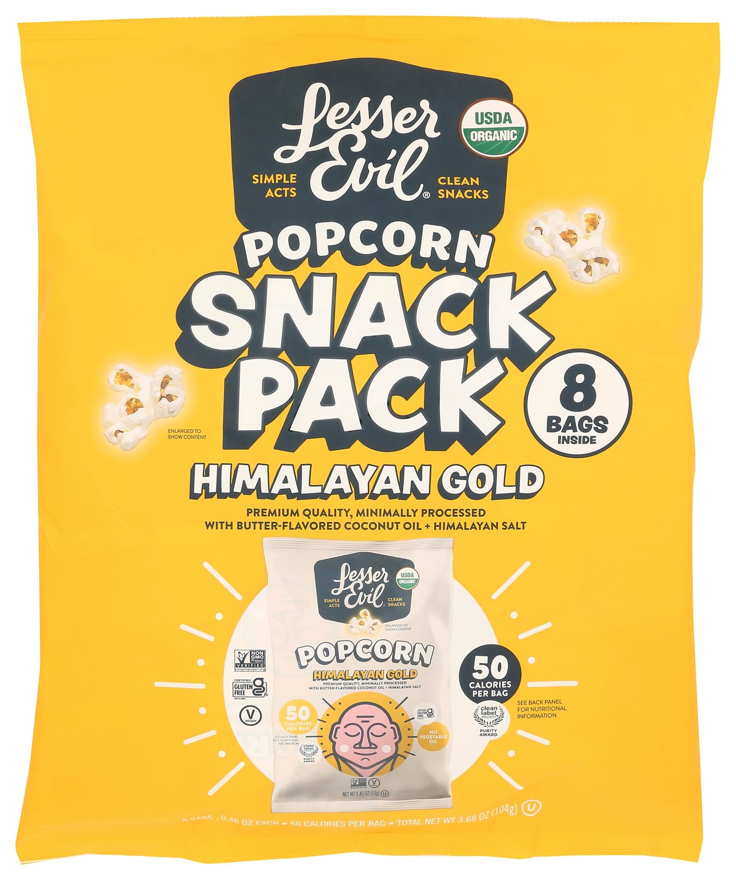Lesserevil Organic Himalayan Gold Popcorn Multipack, 3.68 Oz