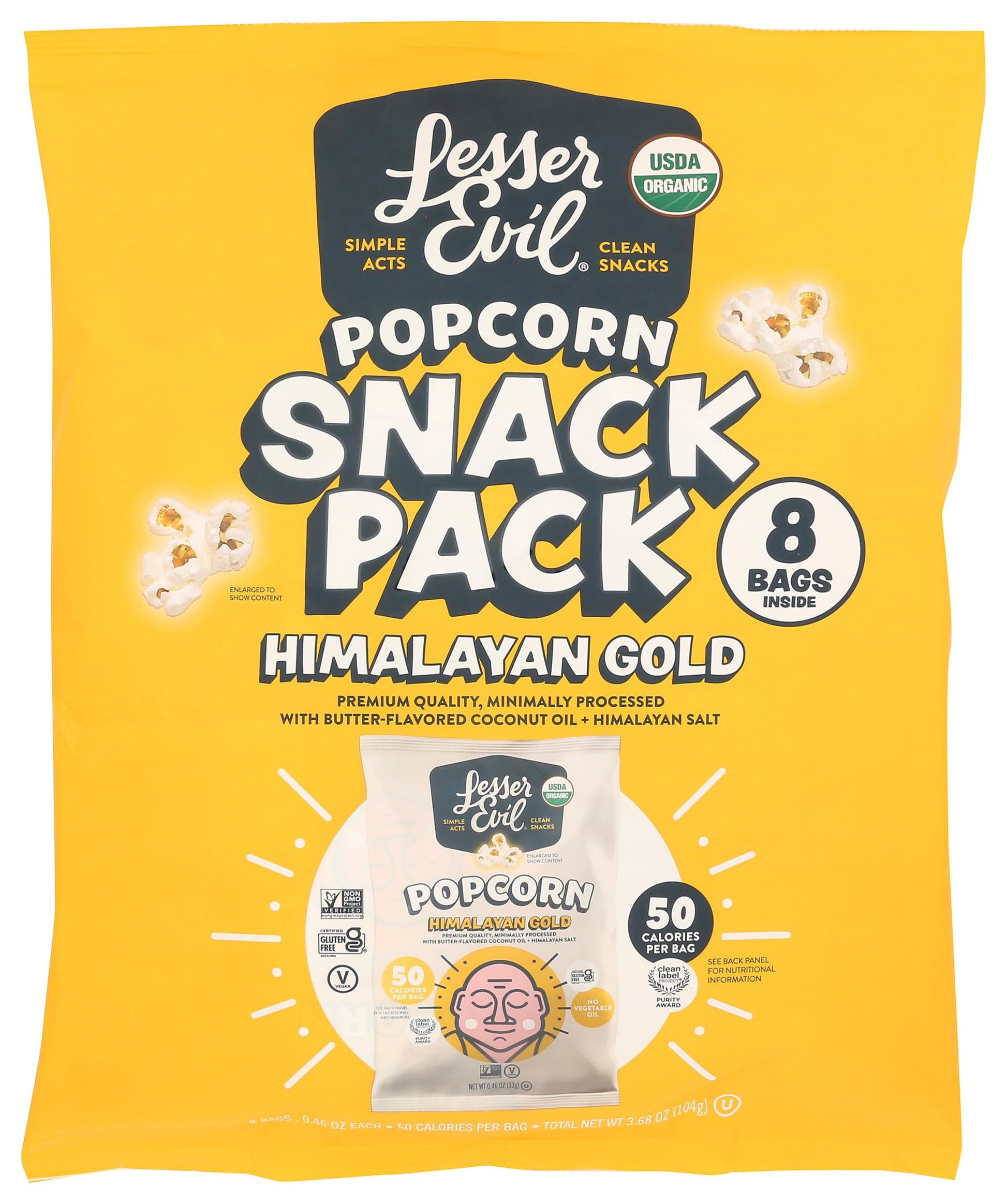 Lesserevil Organic Himalayan Gold Popcorn Multipack, 3.68 Oz