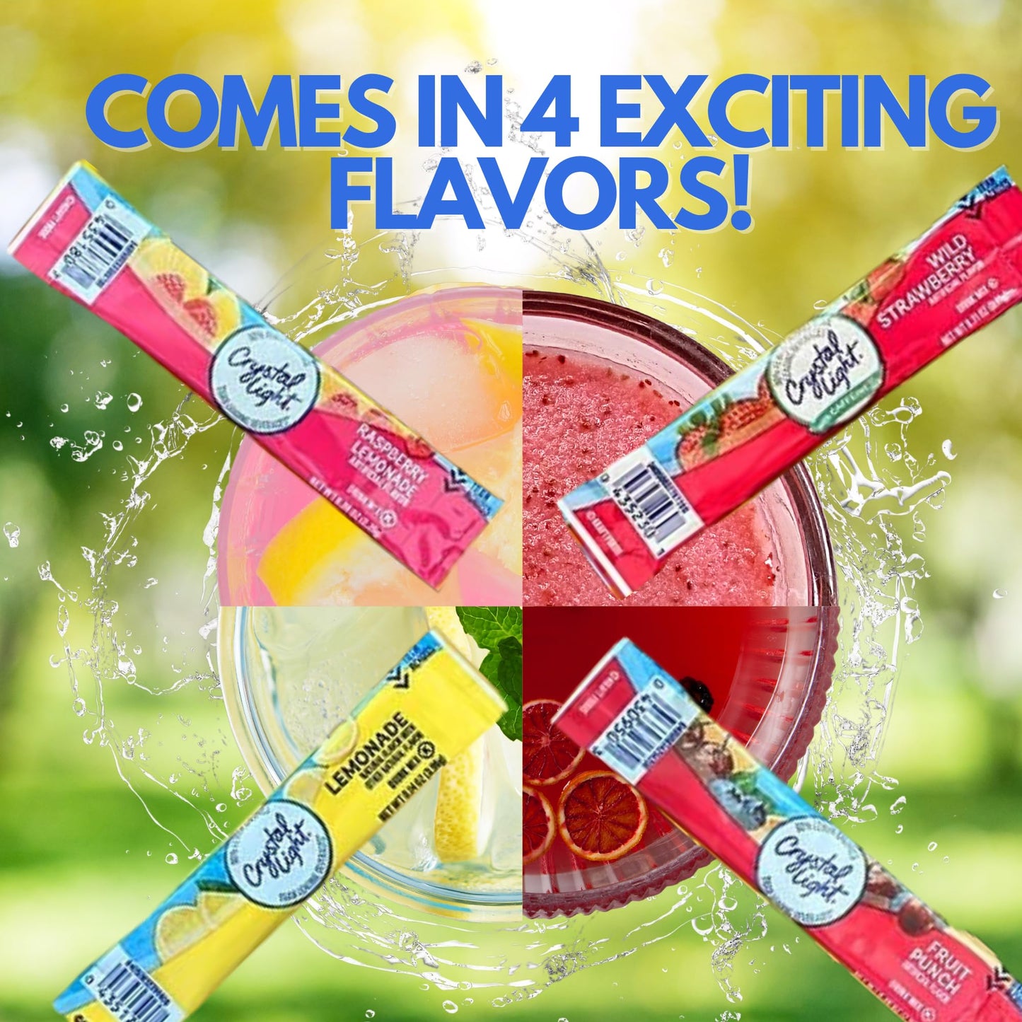 Broheemium Crystal Light Variety Pack - 60 Sugar-Free Drink Mix Packets, Lemonade, Fruit Punch, Raspberry, Strawberry Flavors