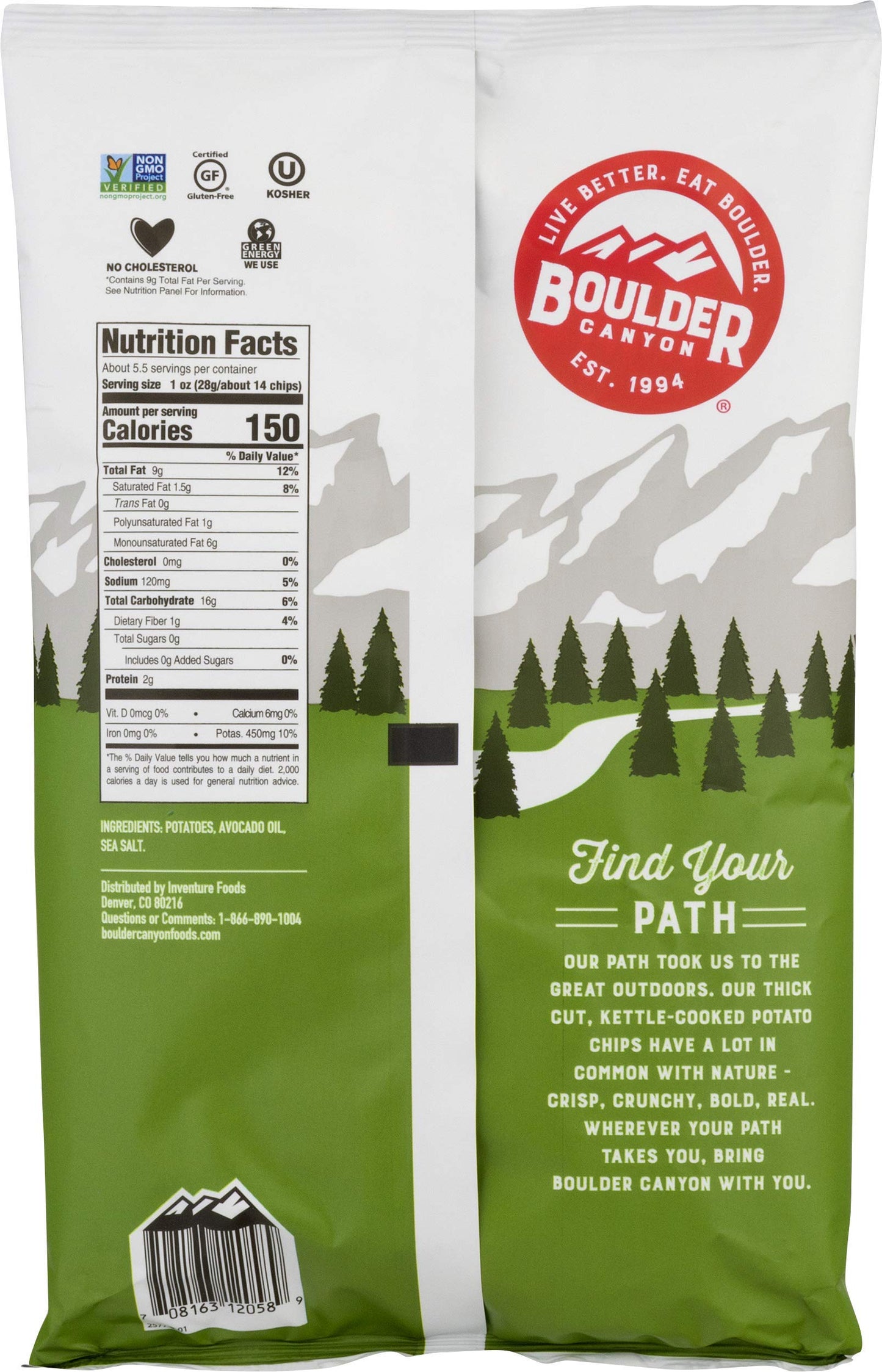 Boulder Canyon, Chips Potato Avocado Oil Sea, 5.25 Ounce