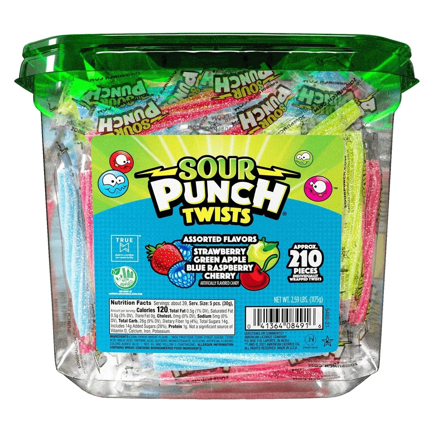 Sour Punch Twists  Sour Candy 3 Individually Wrapped Chewy Candy  4 Assorted Fruity Flavors