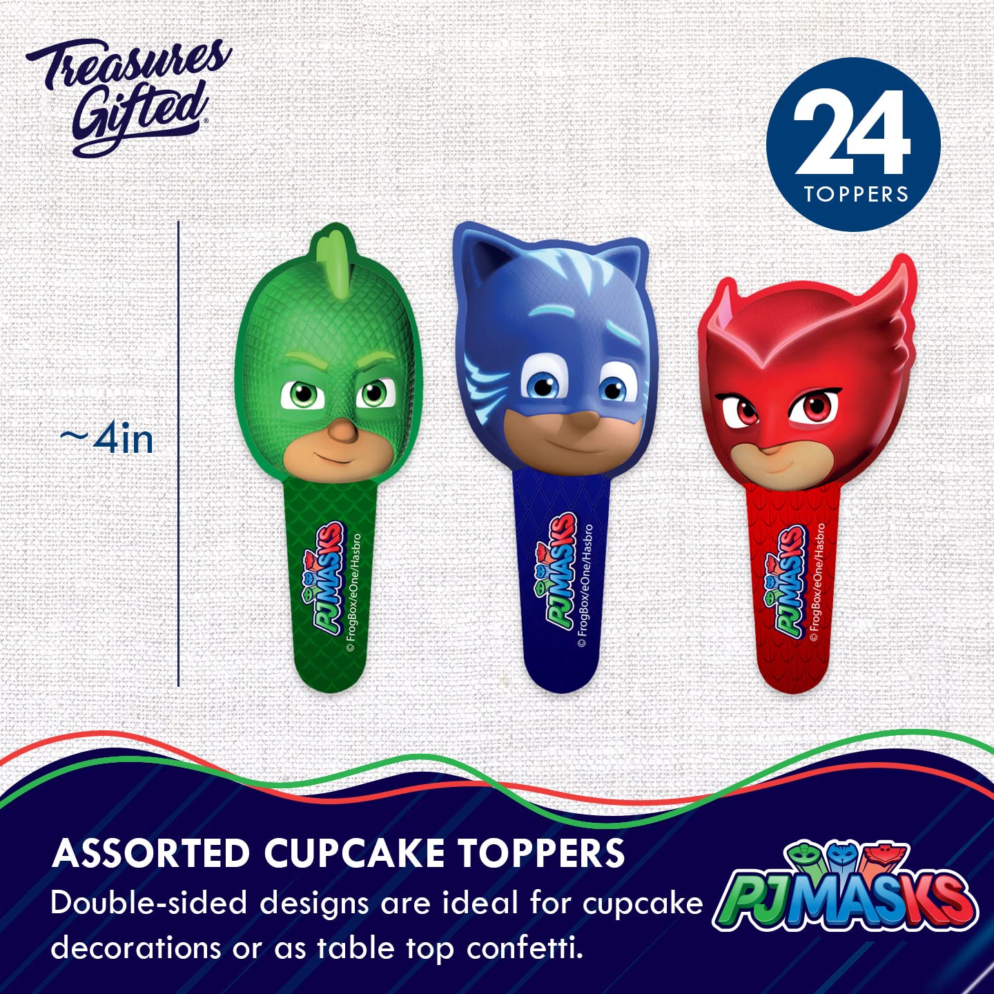 Treasures Gifted Officially Licensed Pj Masks Cupcake Toppers & Wrappers 24Ct - Pj Masks Birthday Party Supplies - Pj Mask Party