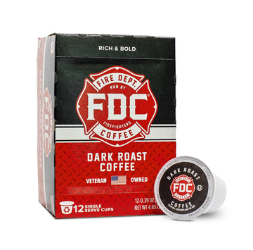 Fire Department Coffee Dark Roast Coffee Pods - 12 Count - Premium K Cups - Veteran Owned - Bold & Strong