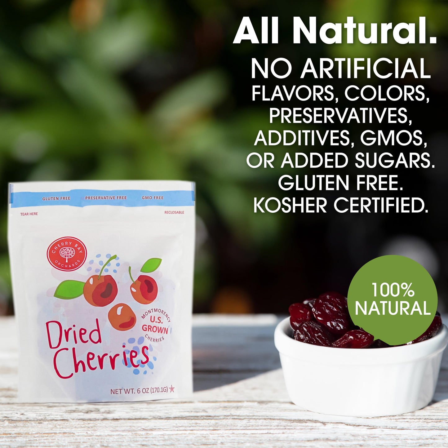 Cherry Bay Orchards - Dried Montmorency Tart Cherries - Pack of Two 6oz Bags (Total 12oz) - 100% Domestic, Natural, Kosher Certi