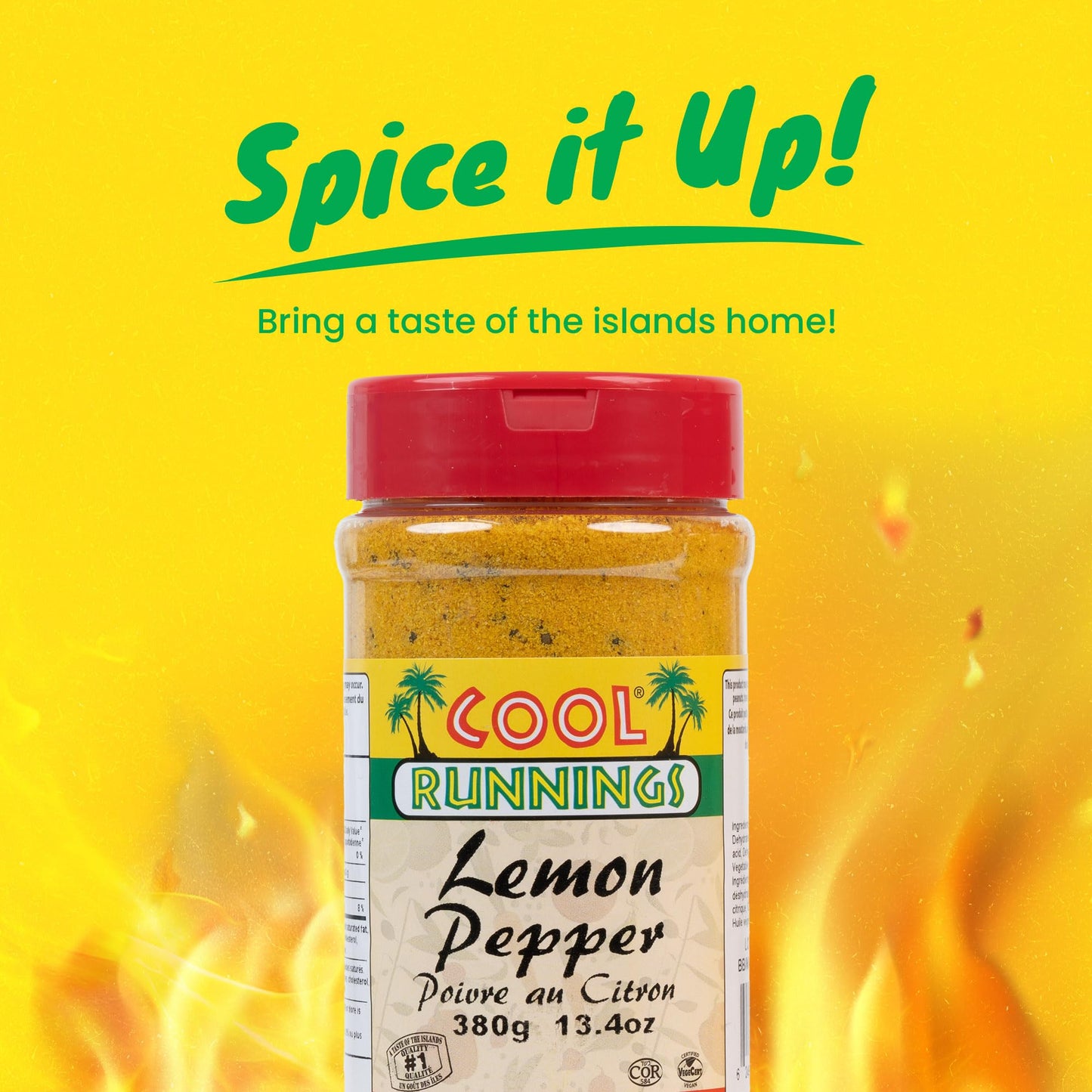Cool Runnings USA Lemon Pepper 380g - Zesty and Savory Blend for Enhancing Chicken, Seafood such as Salmon, and Vegetables, Idea