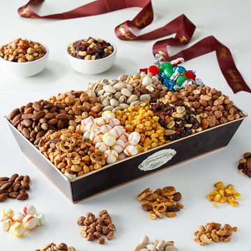 Broadway Basketeers Sympathy Nuts Gift Basket Assorted 6 Gourmet Variety Nuts, Trail Mixes, Sweets Snack Food Box, Bereavement H
