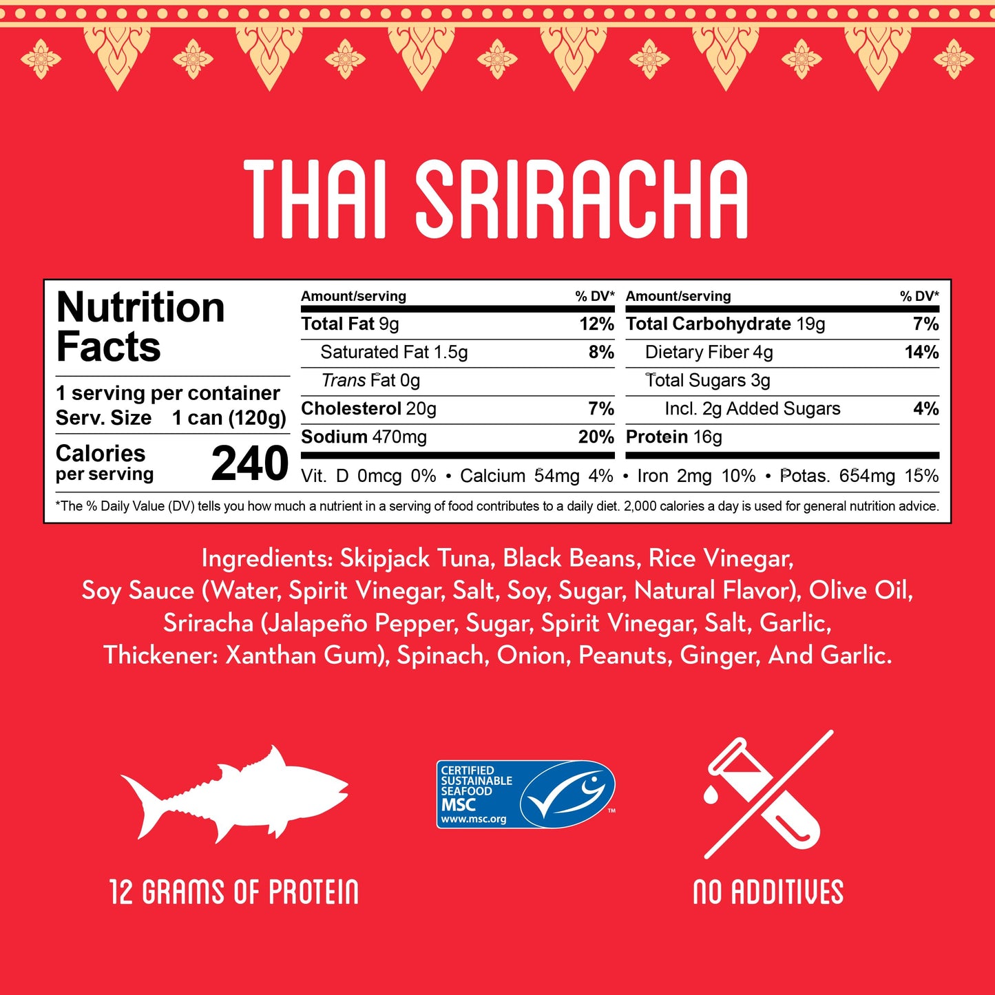 Fresh   Gourmet Canned Tuna (Thai Sriracha, 10 Pack) Freshly Packaged Skipjack Tuna Fish - Healthy High-Protein Snack & Ready To