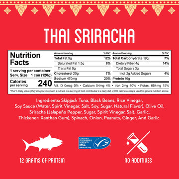 Fresh   Gourmet Canned Tuna (Thai Sriracha, 10 Pack) Freshly Packaged Skipjack Tuna Fish - Healthy High-Protein Snack & Ready To