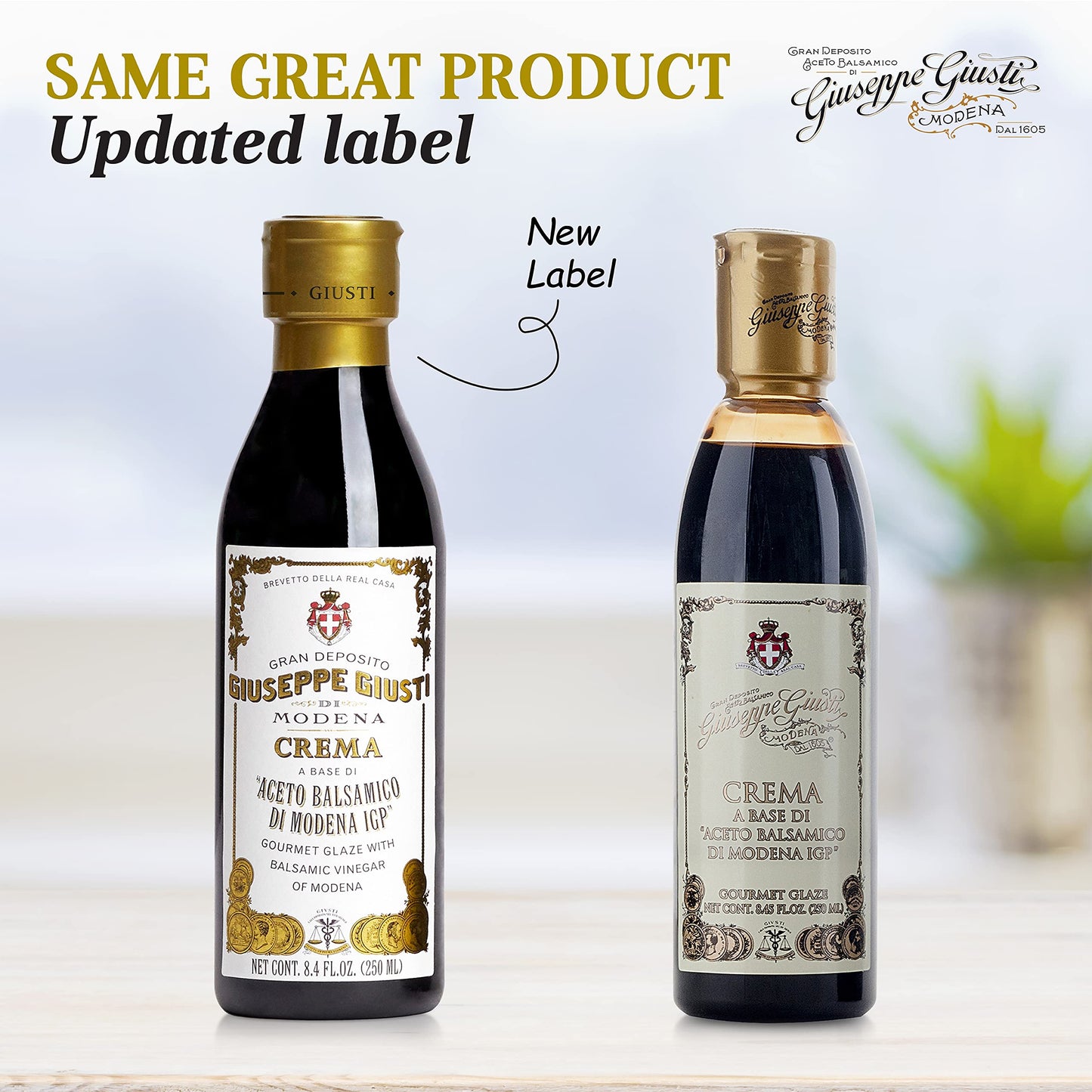 Giusti Balsamic Glaze, Smooth & Velvety Drizzle, 8.45 fl oz (Pack of 6), Balsamic Vinegar of Modena Black