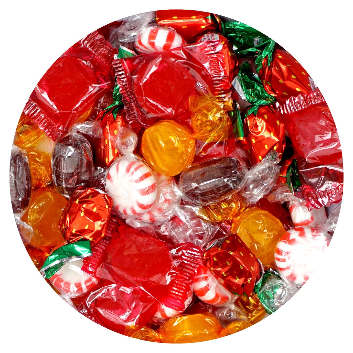 The Hampton Candy Company Old Fashioned Hard Candy Assortment, 1 Pound Bulk Candy, Butterscotch, Root Beer, Strawberry Bon Bons, Cinnamon, Peppermints