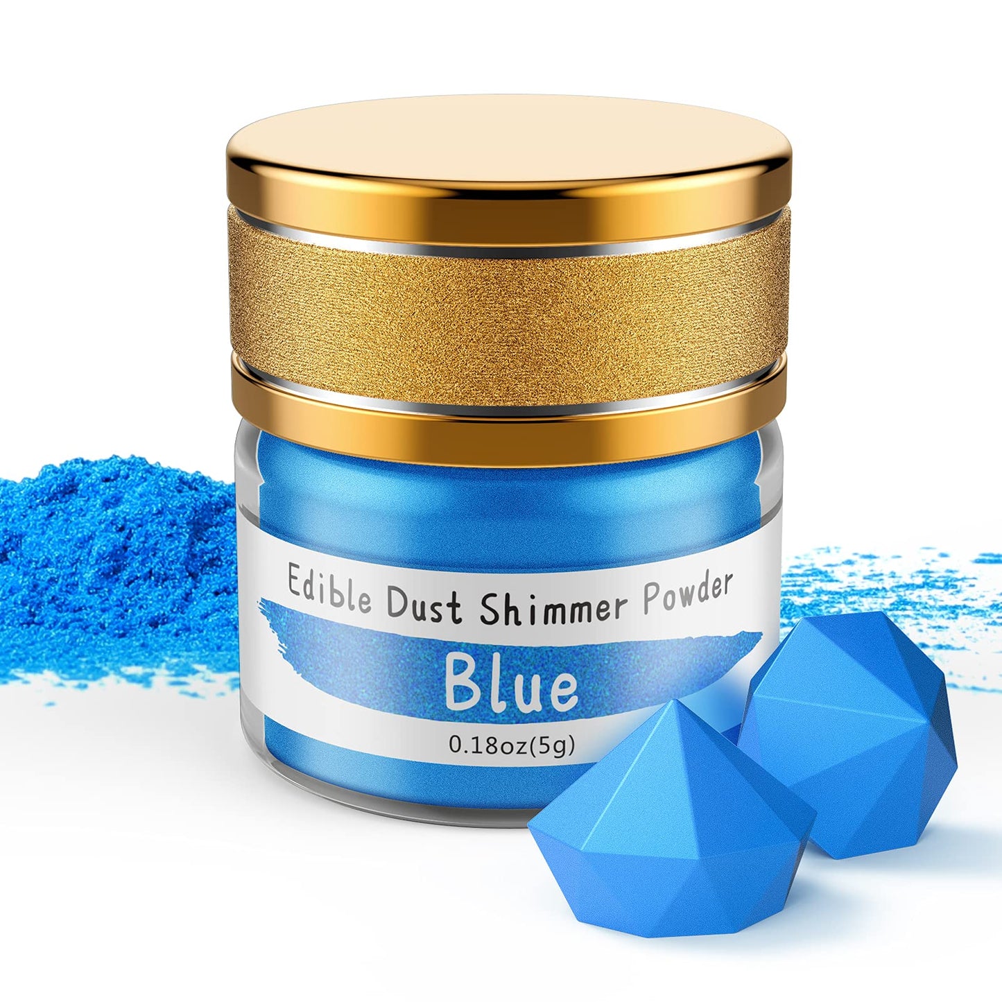 Jelife Blue Edible Luster Dust - 5 Grams Food Grade Cake Dust Shimmer Powdered, Edible Metallic Powder Food Coloring for Cake De