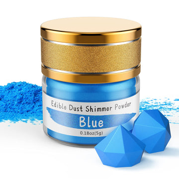 Jelife Blue Edible Luster Dust - 5 Grams Food Grade Cake Dust Shimmer Powdered, Edible Metallic Powder Food Coloring for Cake De