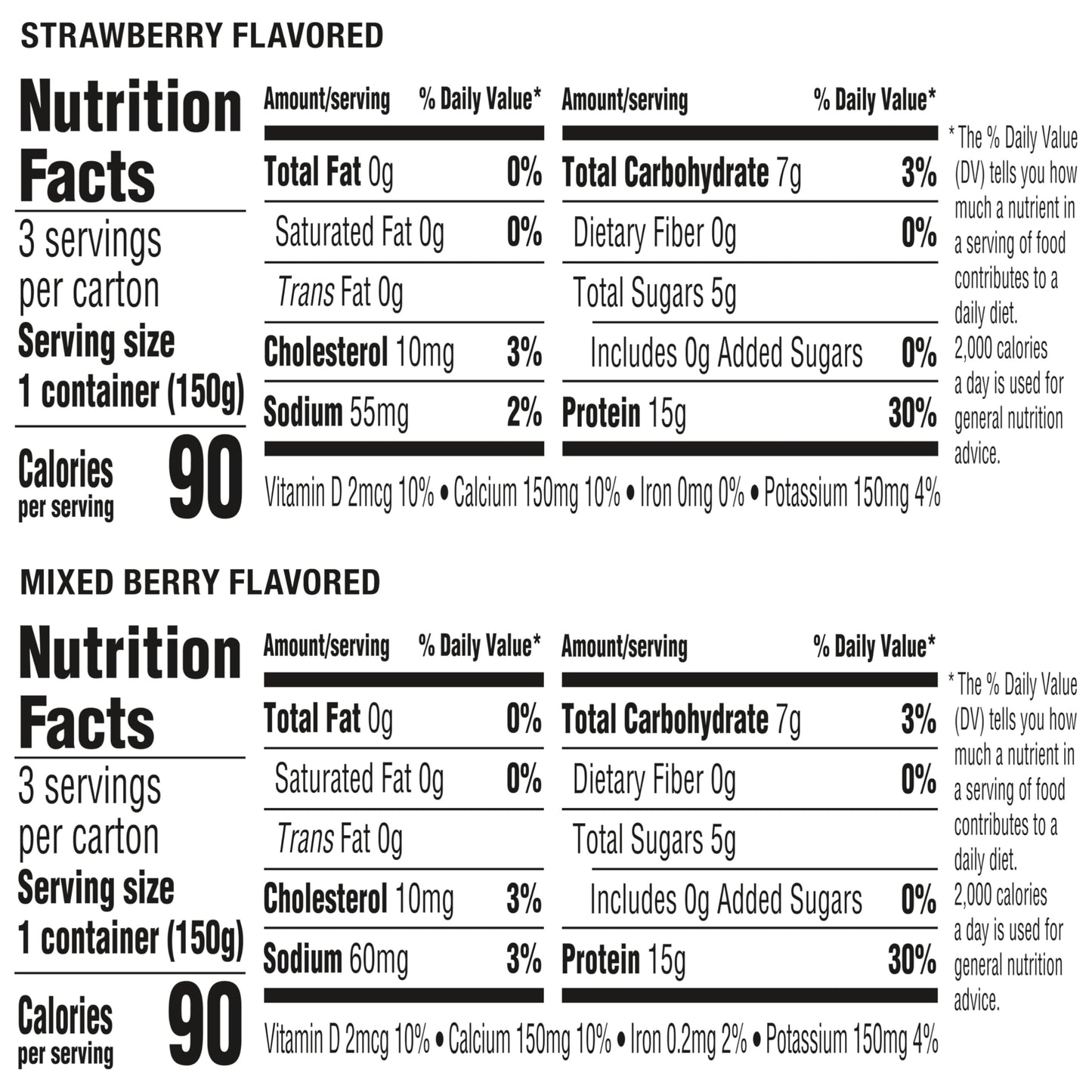 Oikos Triple Zero Strawberry and Mixed Berry Nonfat Greek Yogurt Pack, 0% Fat, 0g Added Sugar and 0 Artificial Sweeteners, Just