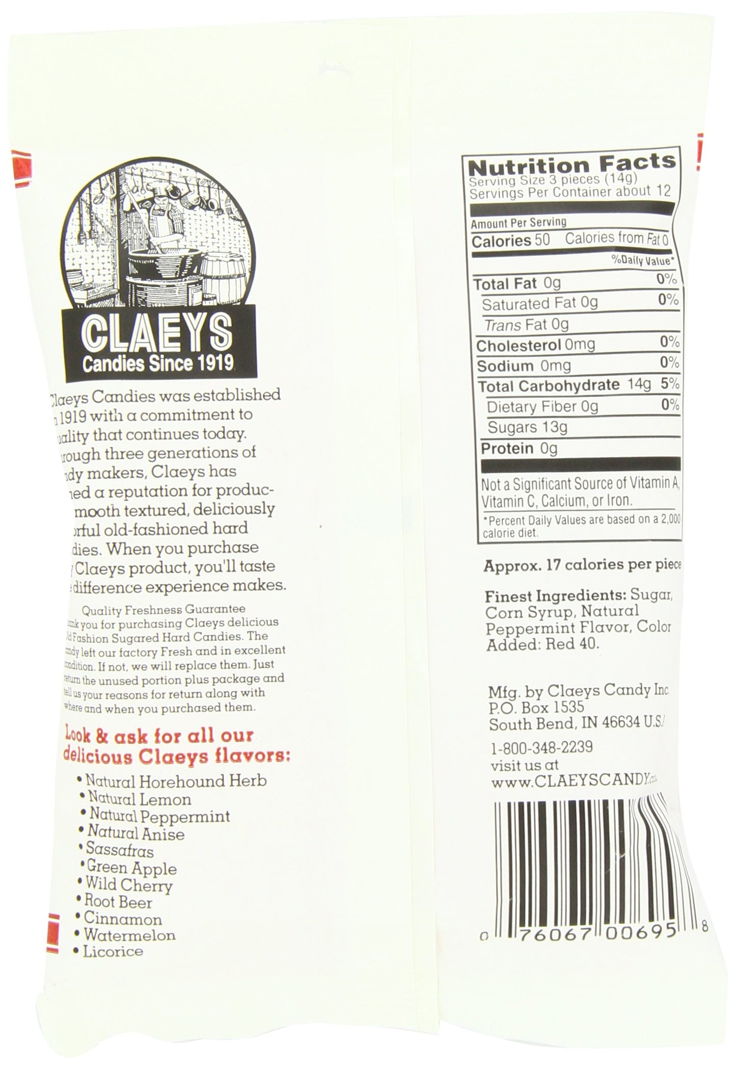 Claeys Natural Peppermint Drops, 6-Ounce Packages (Pack Of 12)
