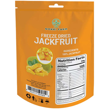 (Pack Of 3) Nokki Farm Freeze Dried Jackfruit Chips | Dried Fruit Snacks | Unsweetened Dried Jackfruit Chips | Gluten Free Healt