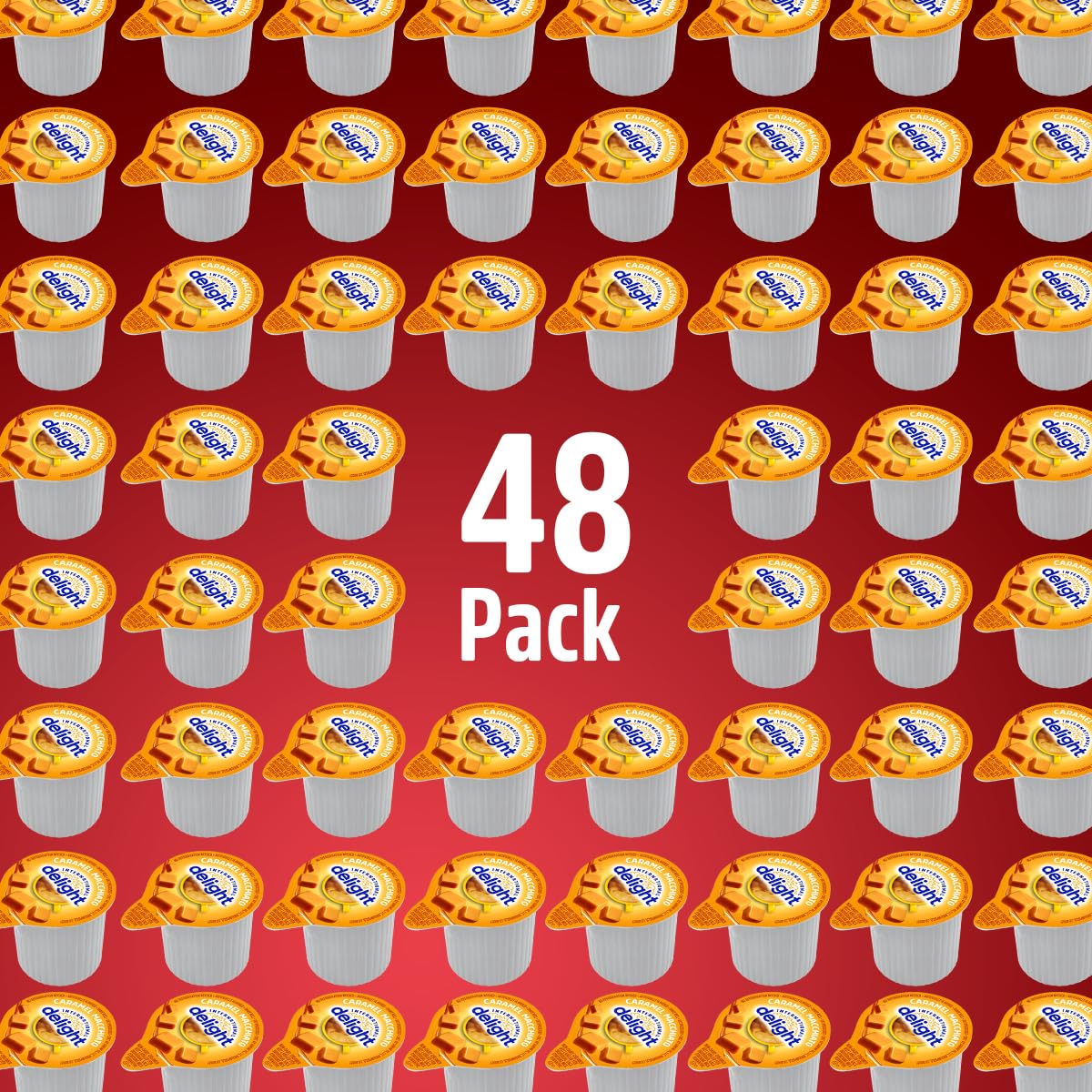 Caramel Macchiato Creamer Singles, 48 Pieces Of Individual Coffee Creamers, Perfect Delight Caramel Macchiato Creamer For Home, Office Or On The Go, Flavorful Coffee Experience Anytime