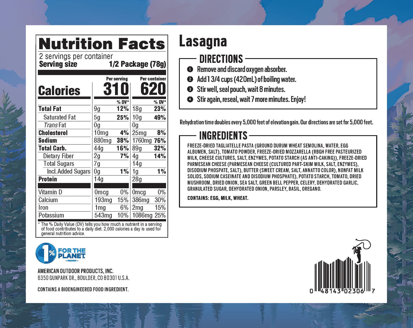 Backpackers Pantry Lasagna - Freeze Dried Backpacking & Camping Food - Emergency Food - 28 Grams Of Protein, Vegetarian - 6 Count