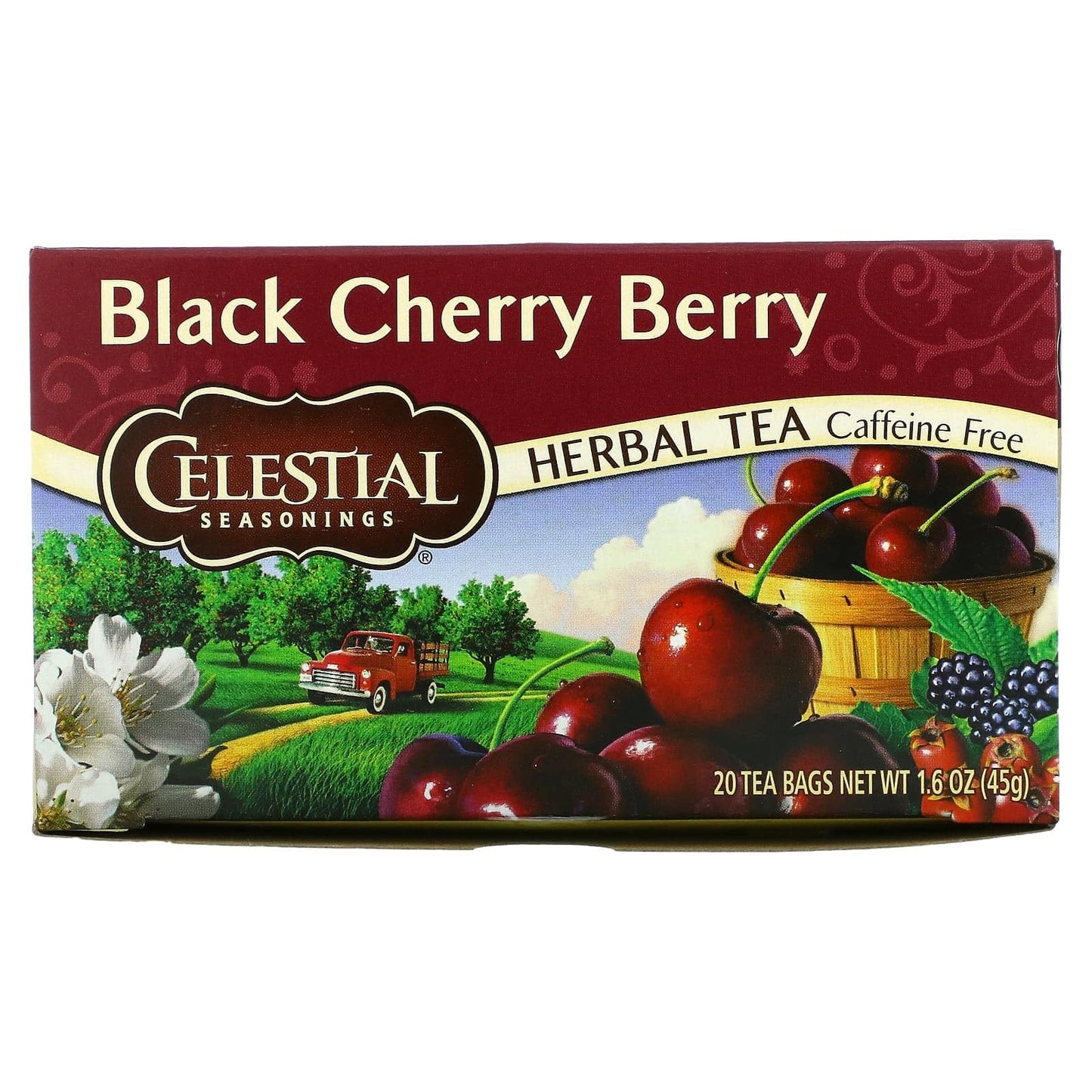 Celestial Seasonings Black Cherry Berry Tea Bags, 20 Count, Pack of 2, Herbal Blend