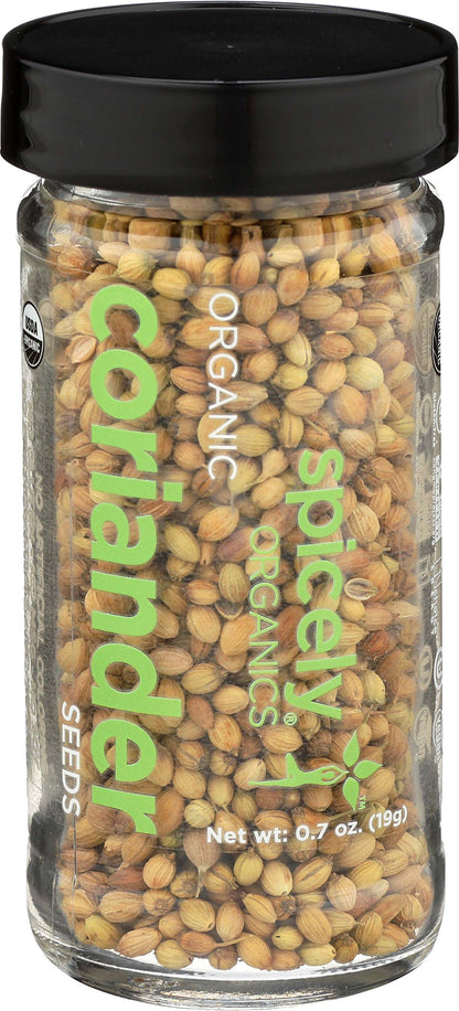 Spicely Organic Coriander Seeds Whole 0.70 Ounce Jar Certified Gluten Free